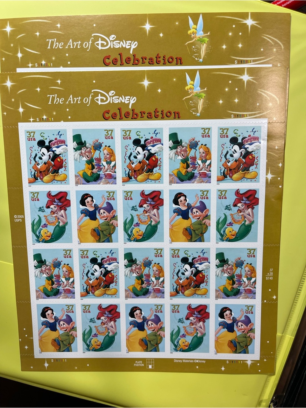 TWO (2) The Art of Disney Celebration Stamp Sheet - Disney ****NOT FOREVER